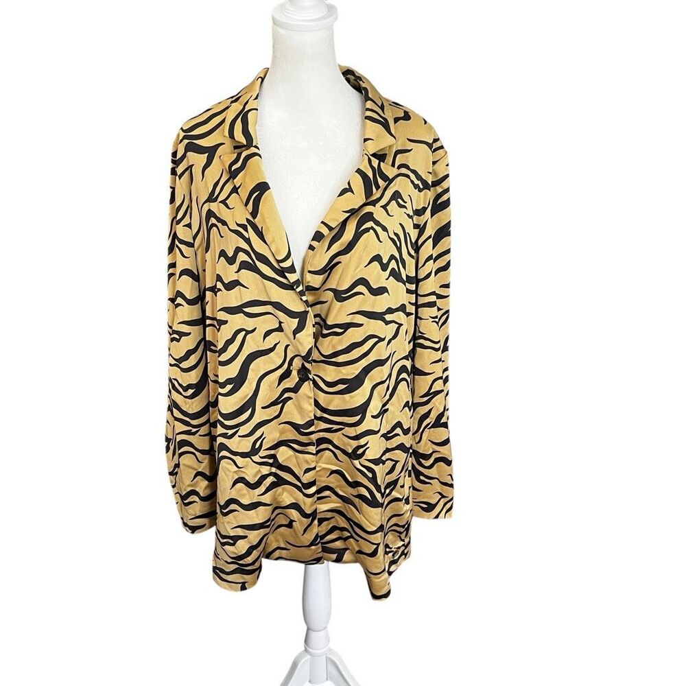 Scotch & Soda Amsterdam Animal Print Satin Blazer Gold Black Size L - Picture 2 of 10